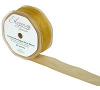 ELEGANZA Premium Wire Edged Sheer Ribbon, Organza, Gold B, 12 x 12 x 4 cm