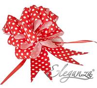 Eleganza Red Polka Dot 50mm Waterproof Poly Pull Bow (Pack of 2)