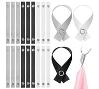 Elegaperma 18 Pcs Tea Towel Clips for Hanging, Fabric Towel Clips with Pin Button Closure, No-Sew Textile Hangers for Kitchen & Home, 15.5 x 1.5 cm Tea Towels Holders, Black White Grey