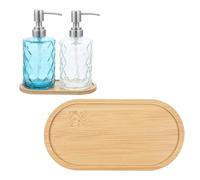Elegaperma 2 PCS Bamboo Tray, Slim Natural Vanity Tray Bamboo with Drainage Grooves, Practical Bamboos Trays for Bathroom Sink & Vanity