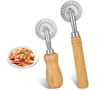 Elegaperma 2 Pcs Pasta Cutter, Wood Handle Pasta Cutter Wheel, Essential Pastry Cutters Wheel for Pastry Pie Crusts and Baking