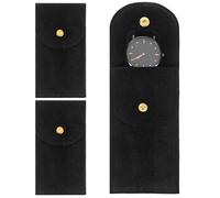 Elegaperma 2pcs Velvet Watch Travel Pouch,Portable Velvet Pouches Watch for Men & Women,Single Travel Watches Case Organizer with Snap Button for Jewelry Watches Organizer Travelling Outdoor - Black