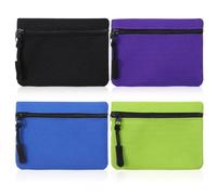 Elegaperma 4 Pcs Small Zip Purse Small Cloth Pouch, Oxford Small Pouch with Zip, Simple Style Zipper Coins Purse for Cash, Coins, Card, Card, Bill, Bright Purses for Women (Green, Blue, Gray, Purple)