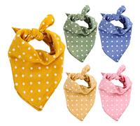 Elegaperma 5 Pack Dog Bandanas for Small Medium Large Dogs, 45 x 45 cm Polycotton Bandana for Dogs Cats Puppy Adjustable Washable Triangle Bibs Scarf, 5 Colors (Polka Dot Scarf)