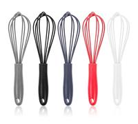 Elegaperma 5 Pcs Silicone Whisk for Non Stick Pans, Small Silicone Whisk, 5-Color Balloon Whisk for Sauces Eggs and Dressings
