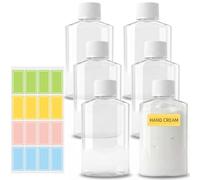 Elegaperma 6 Pcs 60ML Clear Travel Toiletry Bottles,PET Leak-proof Mini Travel Size Bottles, Reusable Transparent Small Travel Bottle for Shampoo, Lotions, Cosmetics (with 16 Pcs Labels)