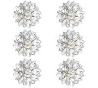 Elegaperma 6 Pcs Button Covers Clip on, 1.12" Diameter Silver Floral Design Button Covers for Women Snap On, Sparkling Rhinestone Buttons to Refresh Shirts Blouses Dresses Coats