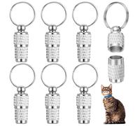Elegaperma 6pcs Cat Tag, Waterproof Pet Tag Attached to A Collar or Worn on A Necklace, Cat Id Tags Pet'S Detailed Information with Ring, for Large, Medium, and Small Pets (Silver)