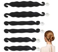 Elegaperma 6Pcs Magic Hair Bun Holder, Sponge & ABS Flexible Hair Bun Maker | French Twist Hair Tool Hair Styling Accessories, 3 Sizes Bun Maker for Hair, Quick Chignon Twister for Updo, Ballet Buns