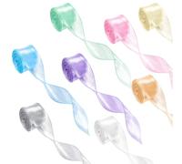 Elegaperma 8Rolls Organza Ribbon, 4cm x 9m Holographic Ribbon