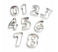 Elegauit Stainless Steel Large Size 0-9 Number Biscuit Mould, Cookie Cutters Set, Number Molds, Cutter Max Height 8cm, Proportion Height, for DIY Baking Cake, Biscuit, Sushi, Fruit, Pudding