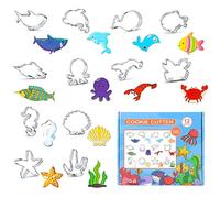 Elegauit Stainless Steel Large Size Fish Shape Cookie Cutters Set, Baking Mould, Biscuit Molds, Cutter Height 1.57-3.39inch Wide 2.52-3.74inch Proportion Size, DIY Kitchen Tool Sets