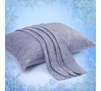 Elegear Cooling Pillow Cases 2 Pack, Summer Cool Pillowcases for Hot Sleeping, Double-Sides Arc-Chill Q-Max 0.5 Cooling Fiber and 100% Cotton, Soft Breathable Hidden Zipper Pillowcase 50x75cm, Blue