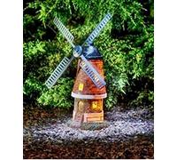 Elegent Solar Power Light & Motion Windmill glow at night time in your garden - BROWN