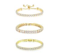 ElegGlo Tennis Women's Bracelet Set ，Fashion Adjustable Chain Bracelet Jewelry Gifts for Thanksgiving Christmas Birthdays and Mother's Day Gifts 3pcs