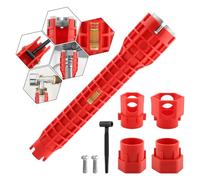 ELEGICKLIP 14-in-1 Multi-Functional Wrench Faucet Sink Installer Tool for Toilets and Kitchens - Red Plumbers Wrench