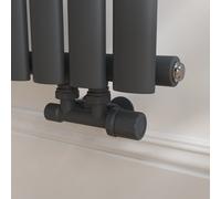 Elego Anthracite Gray Modern Manual H Block Angled Radiator Valves (pair)