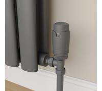 Elego Anthracite Gray Modern TRV Angled Thermostatic Radiator Valves With Lockshield