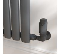Elego Anthracite Gray Modern TRV Corner Thermostatic Radiator Valves With Lockshield