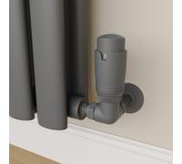 Elego Anthracite Gray Modern TRV Corner Thermostatic Radiator Valves With Lockshield