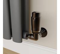 Elego Black Nickel Modern TRV Corner Thermostatic Radiator Valves With Lockshield