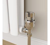 Elego Chrome Modern TRV Angled Thermostatic Radiator Valves With Lockshield