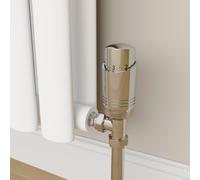 Elego Chrome Modern TRV Angled Thermostatic Radiator Valves With Lockshield