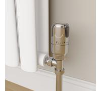Elego Chrome Modern TRV Angled Thermostatic Radiator Valves With Lockshield