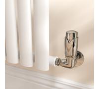 Elego Chrome Modern TRV Corner Thermostatic Radiator Valves With Lockshield