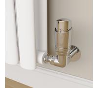 Elego Chrome Modern TRV Corner Thermostatic Radiator Valves With Lockshield