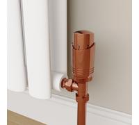 Elego Copper Modern TRV Angled Thermostatic Radiator Valves With Lockshield
