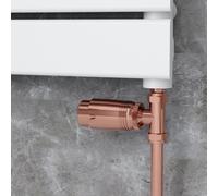 Elego Copper Modern TRV Straight Thermostatic Radiator Valves With Lockshield