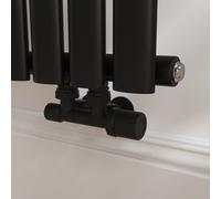 Elego Matte Black Modern Manual H Block Angled Radiator Valves (pair)