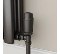Elego Matte Black Modern TRV Angled Thermostatic Radiator Valves With Lockshield