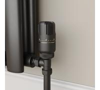 Elego Matte Black Modern TRV Angled Thermostatic Radiator Valves With Lockshield