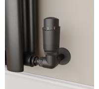 Elego Matte Black Modern TRV Corner Thermostatic Radiator Valves With Lockshield