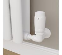 Elego White Modern TRV Corner Thermostatic Radiator Valves With Lockshield