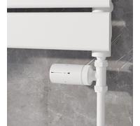 Elego White Modern TRV Straight Thermostatic Radiator Valves With Lockshield