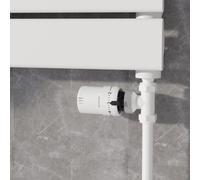 Elego White Modern TRV Straight Thermostatic Radiator Valves With Lockshield