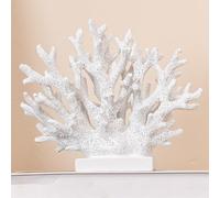 Elegondrar 5.8" H White Coral Decor, Resin Coral Statue, Nautical Decorations for Home, Bedroom, Bathroom, Living Room, Beach/Coastal/Ocean Themed Cabinet Shelf Tabletop Decor