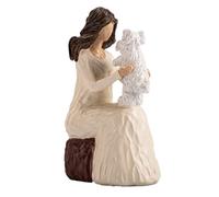 Elegondrar Woman with Dog Figurines, Westie Gifts for Dog Lovers, Ideal for Birthday, Thanksgiving, Christmas, White Hand-Painted Sculpture for Home Office Tabletop Shelf Decor