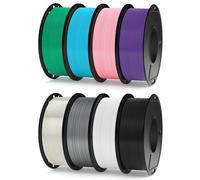 ELEGOO 250g PLA Filament Bundle 1.75mm, 8 Colours 3D Printer Filaments Dimensional Accuracy +/- 0.02mm, 8 Pack 250g Spool, Black/White/Space Grey/Transcluent/Sky Blue/Sea Green/Pink/Purple