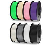 ELEGOO 250g PLA Plus Filament Bundle 1.75mm, 8 Colours 3D Printer Filaments Dimensional Accuracy +/- 0.02mm, 8 Pack 250g Spool Black/White/Space Grey/Translucent/Beige/Neon Green/Pink/Purple