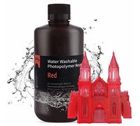 ELEGOO 3D Printer Resin Water Wash Resin 405nm Rapid UV Curing Standard Photopolymer Resin Easy to Clean High Accuracy Low Odor for LCD 3D Printing Clear Red 1000G