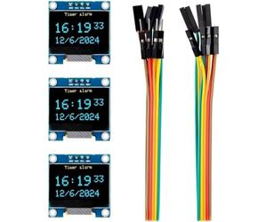 ELEGOO 3PCS 0.96 Inch OLED Display Screen Module 128 × 64 Blue and Yellow | Driver I2C Compact Self-Luminous Mini Screens for Arduino, Raspberry Pi, PICO, 51 MCU, STM32, ESP32