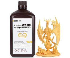 ELEGOO ABS Like Resin 3.0 Pro Resin, UV 3D Printer Resin with Strong Scratch Resistance and Impact Resistance, Photopolymer ABS 3.0 Pro Resin for LCD Printer Yellow 2000g