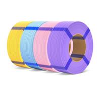 ELEGOO Matte PLA Refill Filament Bundle 1.75mm 4KG, 3D Printer Filament No Spool 3D Printing PLA for Reusable Spool Refilling Sunshine Yellow/Ice Blue/Sakura Pink/Lavender Purple