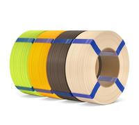 ELEGOO PLA Basic Refill 3D Printer Filament 1.75mm Bundle 4KG, Easy Storage | Sunflower Yellow/Apple Green/Beige/Cocoa Brown, Multicolours 3D Printer Filament No Spool, Dimensional Accuracy +/- 0.02mm