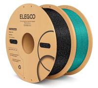 ELEGOO PLA Filament 1.75mm 2KG Sparkle Black & Turquoise, Glitter Twinkling 3D Printer Filament High Dimensional Accuracy, 2pcs 1kg Spool(2.2lbs) Fits for Most FDM 3D Printers