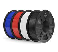 ELEGOO PLA Filament 1.75mm Bundle 4KG, 3D Printer Filament Dimensional Accuracy +/- 0.02mm, 4pcs 1kg Spool(2.2lbs) Fit Most FDM 3D Printers Black/White/True Red/Dark Blue